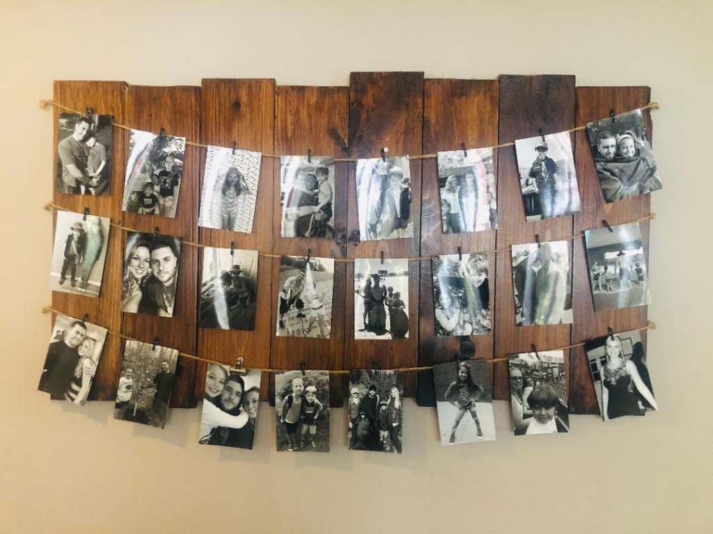 diy home decor -black and white photos on wood